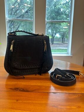 Urban Expressions Black Woven Crossbody Bag with Gold Hardware